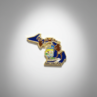GREPAS GIFTS Épinglette de revers plaquée or en forme de drapeau de l'État du Michigan, 1,25 pouce