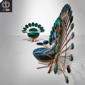 Canapé individuel de luxe Visionnaire Pavone bleu et vert, fauteuil paon, designer, secteur artistique, club-house, hall d'hôtel, fauteuil trône - Product Image 3