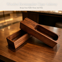 Cendrier rectangulaire en bois pour table basse de salon avec support à cigares et rangement pour cendres, cadeau pour papa, homme fumeur, maison ou bureau