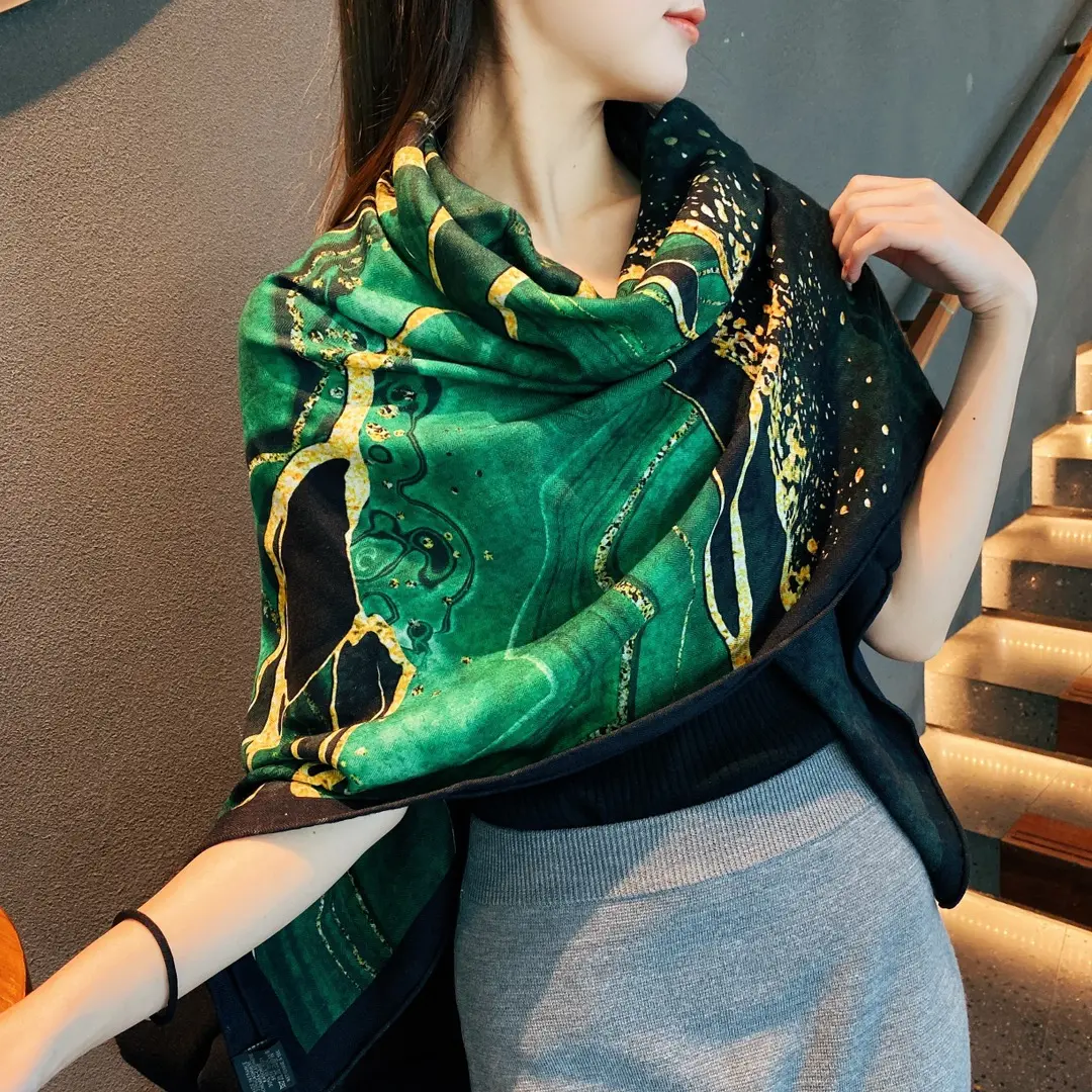 أوشحة نسائية من الحرير المخلوط بوجهين مقاس 140 × 140 سنتيمتر مربعة أنيقة للنساء