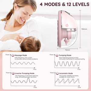 Tire-lait électrique portable mains libres à porter, double embout, 4 modes, 12 niveaux, 24 mm, 160 ml – Essentiels post-partum - Product Image 4