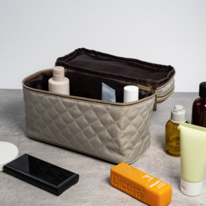 Polyester Durable Fashion Large Capacity Cosmetic <b>Case</b> Zipper Closure Gray Color Custom Logo Model AA5404 for <b>Makeup</b> Storage - Product Image 6