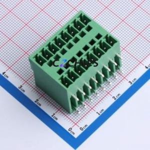 A381RH-8P0G36 Plug-in Terminal Block Bent Lead Through Hole,P=3.81mm Connector 2x8P 3.81mm Green 16P - Product Image 1