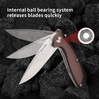 Couteau pliant EDC, 4,6 pouces, couteau de poche à roulement à billes avec verrouillage Liner Lock, lame D2 avec manche en micarta bicolore
