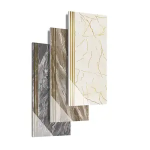 China Glossy Glazed Indoor golden line Marble Porcelain Tile For Stair Tread And Riser Stair Tile Design Ceramic Tile Stair