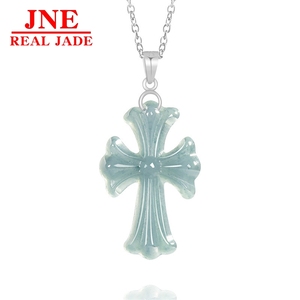 Pendentif en jade bleu d'eau de type A naturel original, collier de mode pour hommes et femmes, jade à quatre parties - Product Image 3