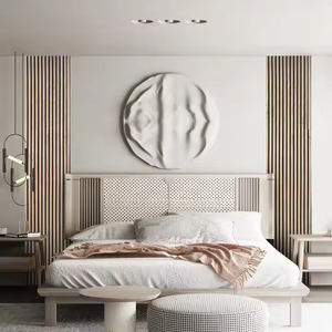 Panneaux muraux modernes en lattes de <span class=keywords><strong>bois</strong></span> au fini chêne <span class=keywords><strong>naturel</strong></span> Placage de <span class=keywords><strong>bois</strong></span> massif pour salle à manger absorbant le son Décorations murales intérieures - Product Image 1