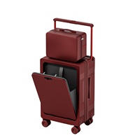 Valise à ouverture frontale 14/20 pouces, lot de 2, avec port de charge USB Type-C, sacoche pour ordinateur portable, roues silencieuses, serrure TSA, personnalisable