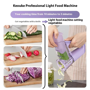 Procesador de alimentos de acero y Metal ligero de mano eléctrico multifuncional, dispositivo práctico para cortar frutas, rebanador de verduras eléctrico de mano - Product Image 4