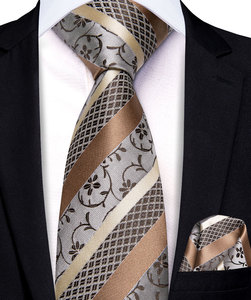 Cravatta Casual per Bambini e Ragazzi Hi-Tie, <span class=keywords><strong>Costume</strong></span> per Studenti, Esibizioni sul Palco, Uniforme a Righe Nere e Oro, Motivo Paisley in Poliestere - Product Image 6