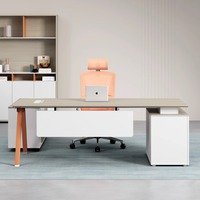 Bureau en bois simple et moderne pour patron ou gestionnaire Mobilier de superviseur moyen avec panneau en bois élégant et chaise