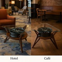 Table basse triangulaire mobile en bois de luxe moderne personnalisée avec plateau en verre trempé et roulettes, petit mobilier de salon pour la maison