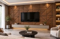Panneaux acoustiques en MDF géométriques de 18 mm, panneaux muraux acoustiques en PVC à grain de bois pour la décoration des murs et plafonds intérieurs