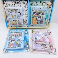 Mini Cuaderno de Snoopy con Juego de Bolígrafos, Bonito Cuaderno de Bolsillo con Cierre de Botón de Dibujos Animados, Juego de Regalo
