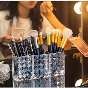 Trasparente <span class=keywords><strong>a</strong></span> <span class=keywords><strong>tre</strong></span> <span class=keywords><strong>scomparti</strong></span> pennelli per il trucco rossetto scatole contenitore semplice portapenne acrilico PET Celebrity Design - Product Image 2
