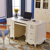 Bureau d'ordinateur en chêne massif de style coréen blanc avec fonction de refroidissement pour la maison, le bureau et l'école