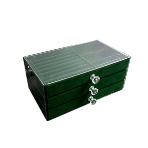 Caja de Joyería Minimalista de Plástico Verde Oscuro de Múltiples Niveles, Exhibidor Multifuncional para Pendientes y Collares, Estante de Almacenamiento - Product Image 5