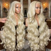 Perruques brésiliennes en cheveux humains vierges bruts 613, ondulées et lisses, avec dentelle frontale 13x4, cuticules alignées, vente en gros