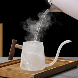 Cafetière vintage en verre borosilicate transparent soufflé à la main avec poignée en bois - Product Image 4