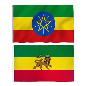 Custom Fast delivery Vivid printing 3x5ft ethiopian flags 90x150cm double side ethiopian flag wholesale