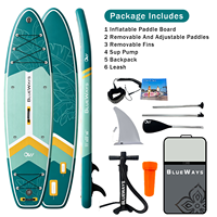 Vente en gros : Planche de paddle gonflable tropicale turquoise 11' x 33" avec double pagaie, ensemble complet Drop Stitch, usine OEM, CE, BSCI