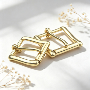 Minimalist Solid Brass <b>Roller</b> Pin Buckle, Polished <b>Metal</b> Hardware, Custom Logo for Leather Belt, Bag Strap & DIY Leather Craft - Product Image 5
