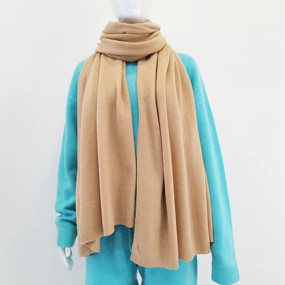 फैशन सर्दियों के नरम पैशमीना स्कार्फ महिलाओं को हल्के गर्म थोक कस्टम सादे रंग 100% कश्मीरी बुना हुआ स्कार्फ w