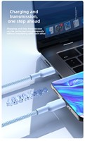 Câble de données tressé en cuivre pur OEM ODM, double Type-C, charge rapide PD 60W, transfert de données, compatible avec les téléphones mobiles iPhone