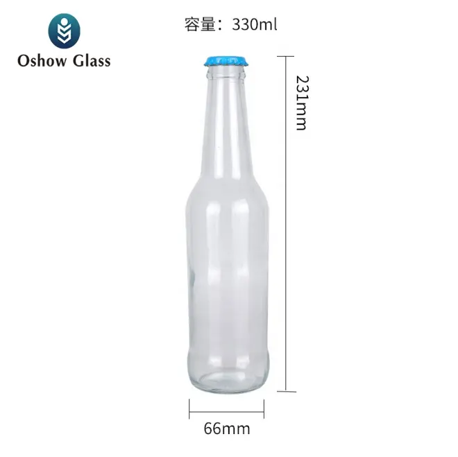 OSHOW Großhandel Beliebtestes klares Getränk 250ml 330ml transparente Glas bierflasche