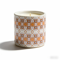 FORTUNE BOLIN Tasse en céramique imprimée élégante Bougie parfumée Maison Vacances Style bohème Bougie parfumée à la cire de soja sans fumée