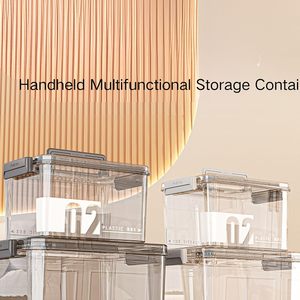 กล่องเก็บของพลาสติกพร้อมฝาปิดกล่องเก็บของหนาแบบพกพาอุปกรณ์จัดระเบียบหนังสือของเล่นทำจาก PP หนา - Product Image 4