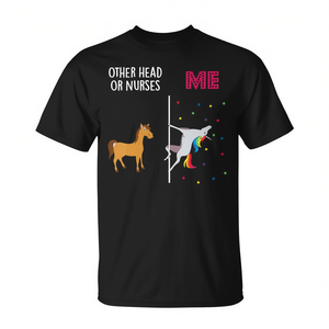 Camiseta Head Or Nurse Unicorn Others You, color negro, unisex, talla para adultos S M L XL XXL - Product Image 2