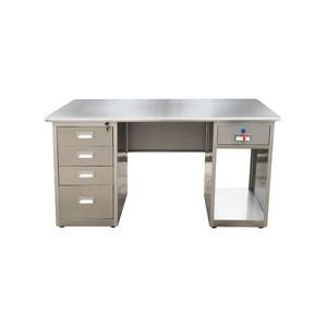 Bureau en acier Bureau d'ordinateur de bureau Tiroir en fer avec serrure Bureau de médecin finance table de travail en acier inoxydable - Product Image 6