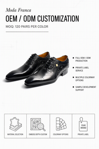 Oxford para Hombre con Acabado Pulido OEM |   Medallón Brogue + Relieve Floral en Relieve en Relieve 3D |   Adornos Decorativos |   Marrón Antiguo |   Suela de Goma con Cordones - Product Image 4