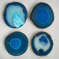 Sous-verre en agate naturelle en gros plaqué or poli grand petit plus coloré tranches d'agate en pierre de dessous de verre naturel par agate
