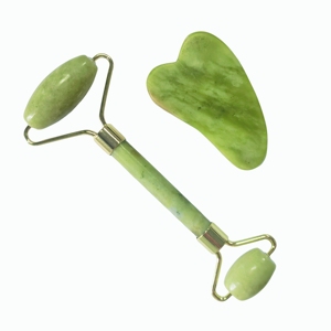 Ensemble de massage facial en jade Xiuyan de couleur claire, kit de massage spa en jade et outils Gua Sha - Product Image 3