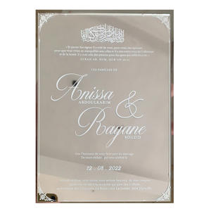 Düğün doğum günü hatıra için zarf ile kişiselleştirilmiş zarif altın ayna akrilik davetiyeleri kartları - Product Image 4