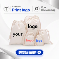 Pochette en coton recyclé avec cordon de serrage, sac cadeau, impression de logo personnalisée, matériau recyclable pour l'emballage d'huiles essentielles et de bougies