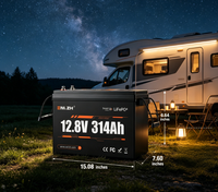 Batterie lithium-ion rechargeable Enlzh Deep Cycle 12V 314AH avec Bluetooth LiFePO4 pour camping-car avec connecteurs US EU CA AU JP DE