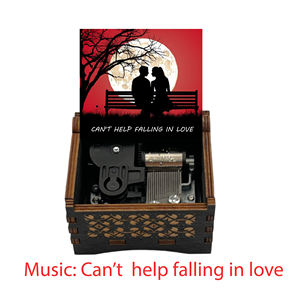 Manivela de madera Wind up Music Box <span class=keywords><strong>Singer</strong></span> Fans Friends Family Festival Regalos de Navidad (no puedo evitar enamorarme) - Product Image 3