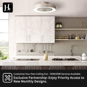 Modern <b>3</b>-Color 18-Inch LED 6-Speed Ceiling Fans Light Smart Dimmable Remote Control Low Profile Bedroom Flush Mount DC Motor - Product Image 3