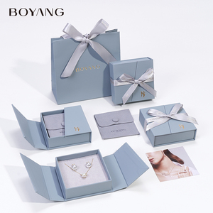 Boyang Tùy Chỉnh Sinh Thái Đôi Mở Cửa Giấy Vòng Cổ Vòng Bông Tai Quà Tặng Bao Bì Hộp Đồ Trang Sức Với Ribbon - Product Image 2