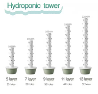 Tour de culture verticale hydroponique/aéroponique empilable à haut rendement avec pompe et lumière LED, machine multifonctionnelle pour la culture de légumes