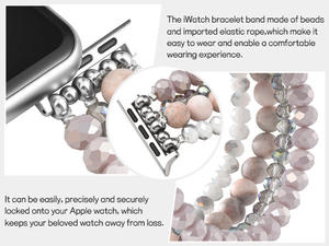 Pulsera Boho con Cuentas para <span class=keywords><strong>Mujer</strong></span>, <span class=keywords><strong>Correa</strong></span> Elástica con Cuentas de Cristal para Reloj <span class=keywords><strong>Apple</strong></span>, <span class=keywords><strong>Correa</strong></span> de Repuesto de 38 40 41 42 44 45 46 49 mm - Product Image 3