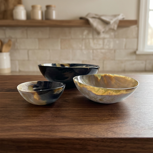 Handcrafted Polished Vintage Eco-Friendly Buffalo Horn Serving Bowls Set Party Nuts Cookies Snacks Display Dinnerware B <b>S</b> - Product Image 1