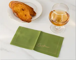 Tissu de coton imprimé personnalisé 8*8 "banquet de mariage serviettes de cocktail plaine avec logo personnalisé