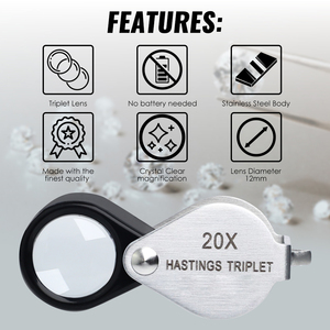 20x High-quality Hasting Loupe with Optical Glass Triplet Lens, Mini Jewelry Loupe Stainless Body - Product Image 5