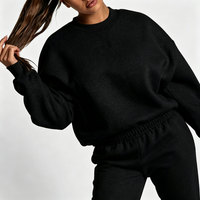 Ensemble jogging femme personnalisé avec logo, sweat-shirt oversize à col rond et pantalon, tenue décontractée en molleton, survêtement ample pour femme