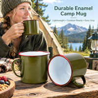 Mug de camping en métal émaillé 1200 ml, léger, écologique, portable, qualité alimentaire, durable, directement de l'usine, pour la randonnée, le pique-nique, les voyages