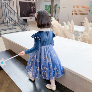 Nuovo di buona qualità maniche di velluto cartone animato Anna 2 abito da principessa ragazze <span class=keywords><strong>vestito</strong></span> da festa con mantello rimovibile film personaggi per l'inverno - Product Image 3